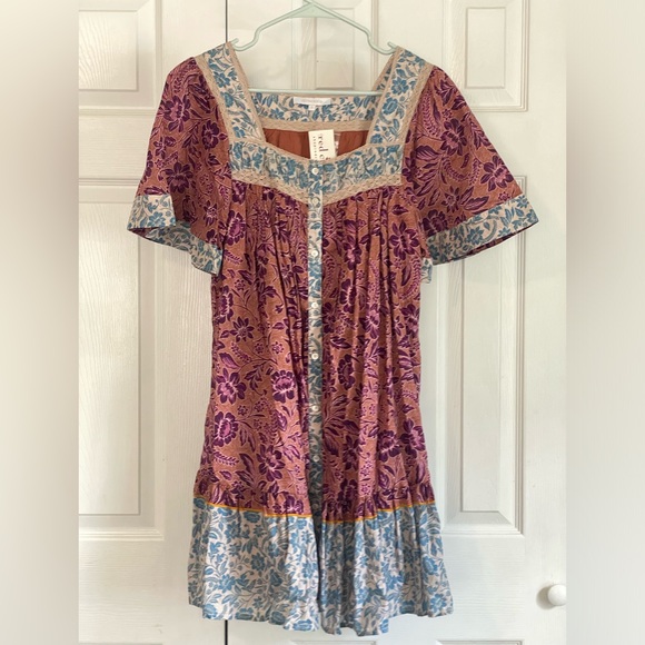 NWT Olivaceous floral BOHO crocheted mini dress - Picture 1 of 5